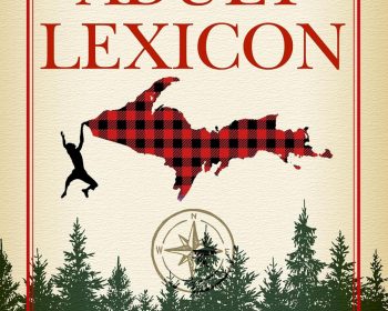 Book cover for "Limpy's Adult Lexicon" by Joseph Heywood features a red plaid silhouette of Michigan’s Upper Peninsula, a swinging figure, pine trees, and text describing the book as raw, politically incorrect, improper, and unexpurgated.