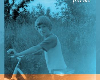 A book cover for "Ironhood: Poems" by Raymond Luczak features a sepia-toned photo of a young boy with short hair holding a bicycle, with trees in the background. The title and author's name are overlaid.
