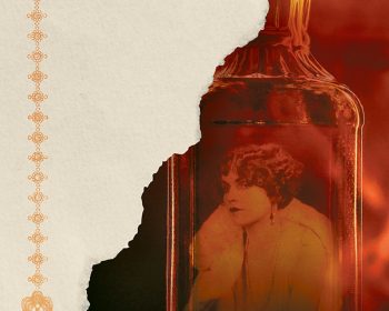 Book cover for "The Prohibited" by Matt Goldman, showing a torn paper edge revealing a sepia photo of a woman inside a glass bottle, alongside gold decorative elements and bold title text.