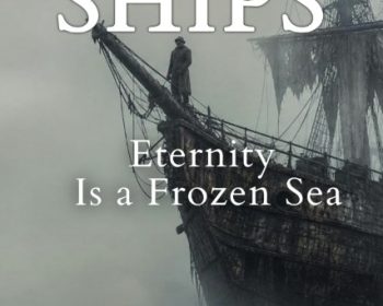 A large, weathered ship looms in foggy waters. Four people in a small rowboat approach the ship. The book title “DEAD SHIPS” and the author’s name, Craig A. Brockman, are overlaid on the image.